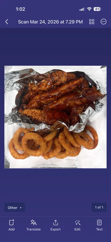 BBQ Wings Dinner